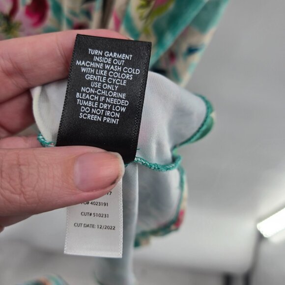 Torrid Teal Tea Length Midi Chiffon Pleated Shark Bite Floral Dress Size 3/3x - Picture 12 of 12